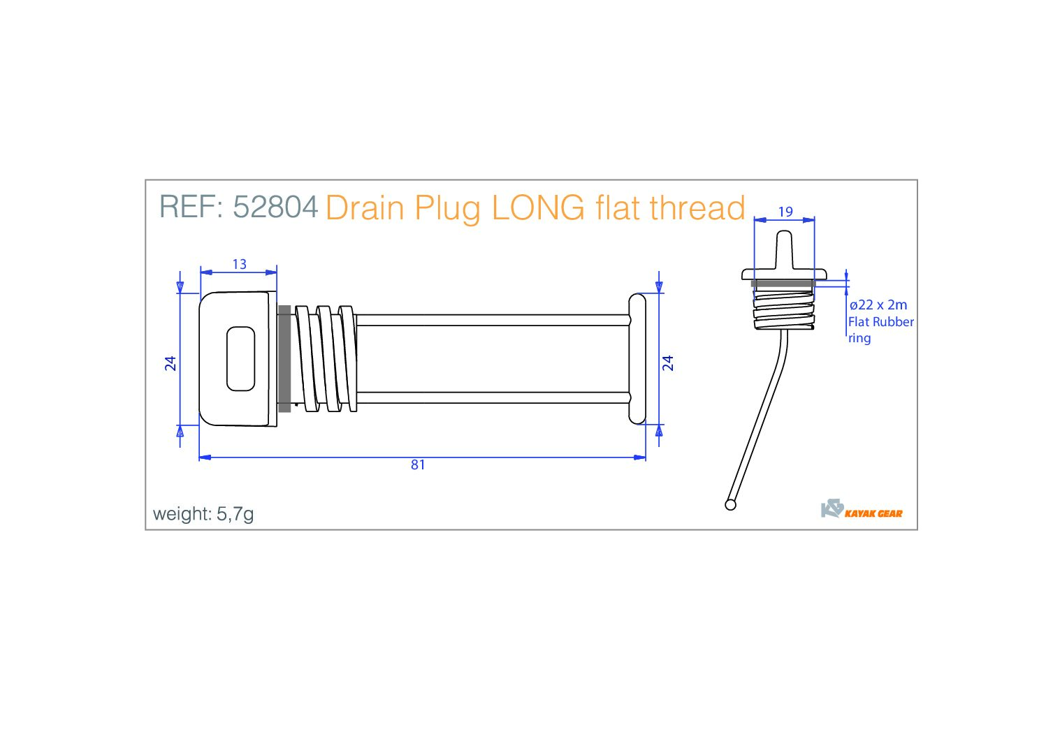 Alternative view of Tapón de achique Rosca Plana con Base KG