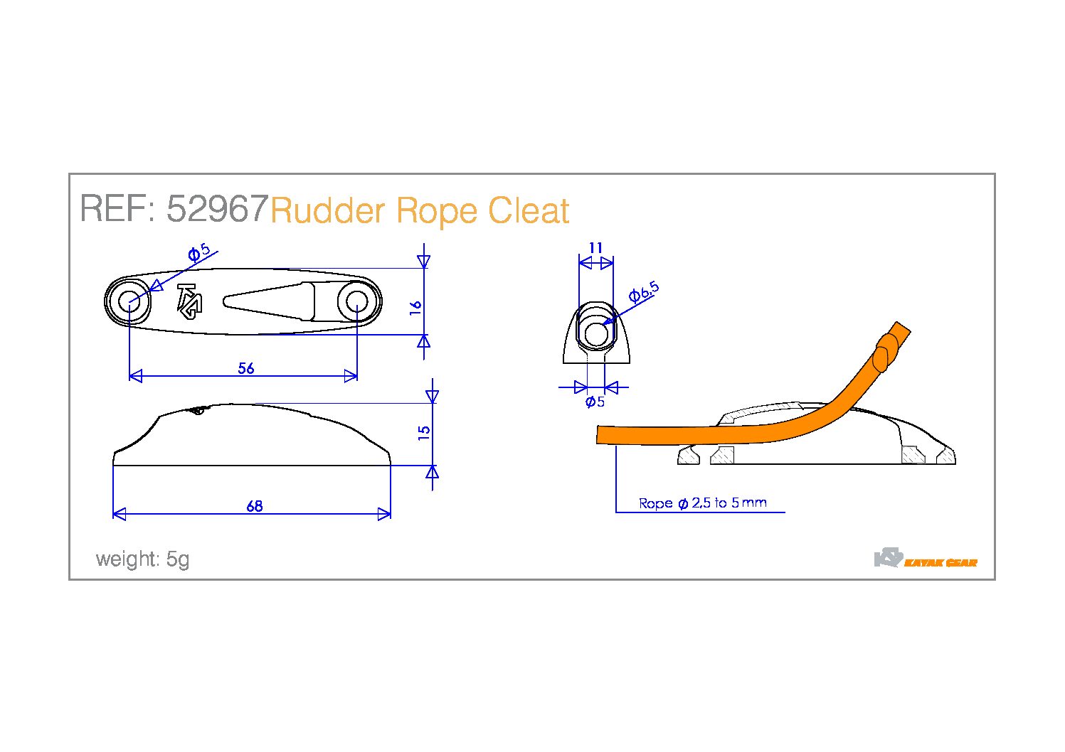 Alternative view of Trinca Driza cabo Timón KG